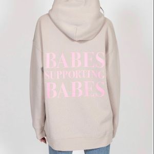 "Babes Supporting Babes" Big Sister Hoodie in Oyster